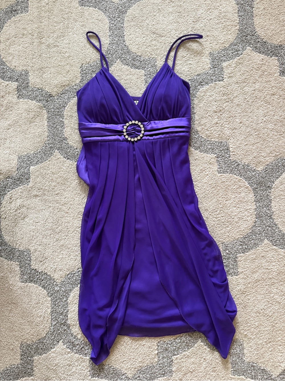 Y2K Taboo Purple Pleated Empire Waist Dress L